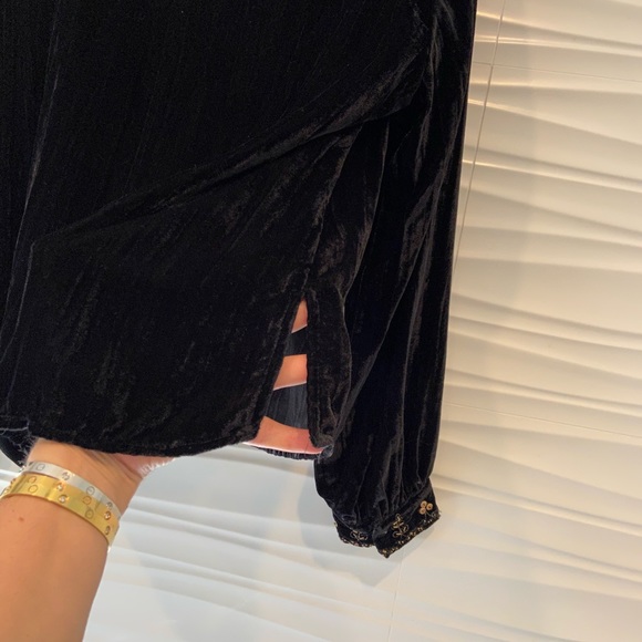 NWT Zara luxury minimalist bohemian embroidered velvet blouse/top - Picture 10 of 14